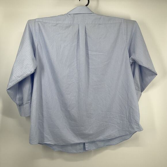 Chaps Big Fit Dress Shirt 20 34/35 Blue Check Button Front Long Sleeve Classic - Picture 2 of 9